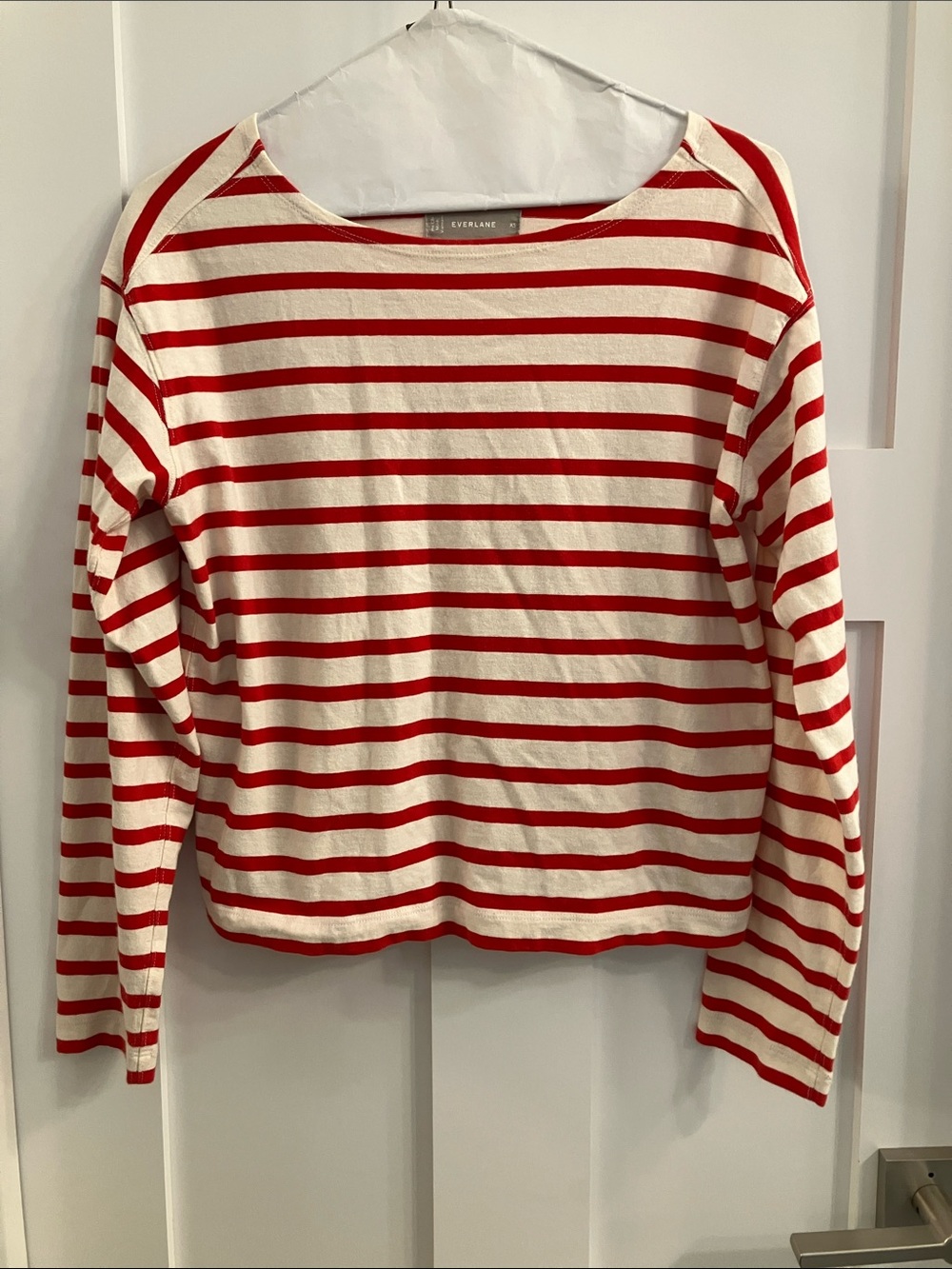 Everlane Red & White Classic Breton style  Stripe Tee